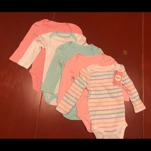 Set of 5 girls long sleeve onesie